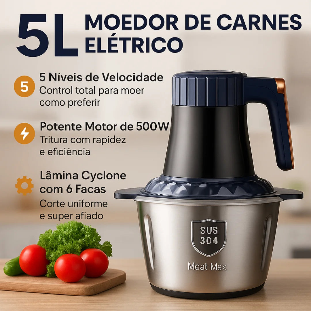 [Leve 2 Pague 1] Moedor Elétrico Multiuso TurboChef Inox 5 em 1 + BRINDE: Dispenser Giratório Automático