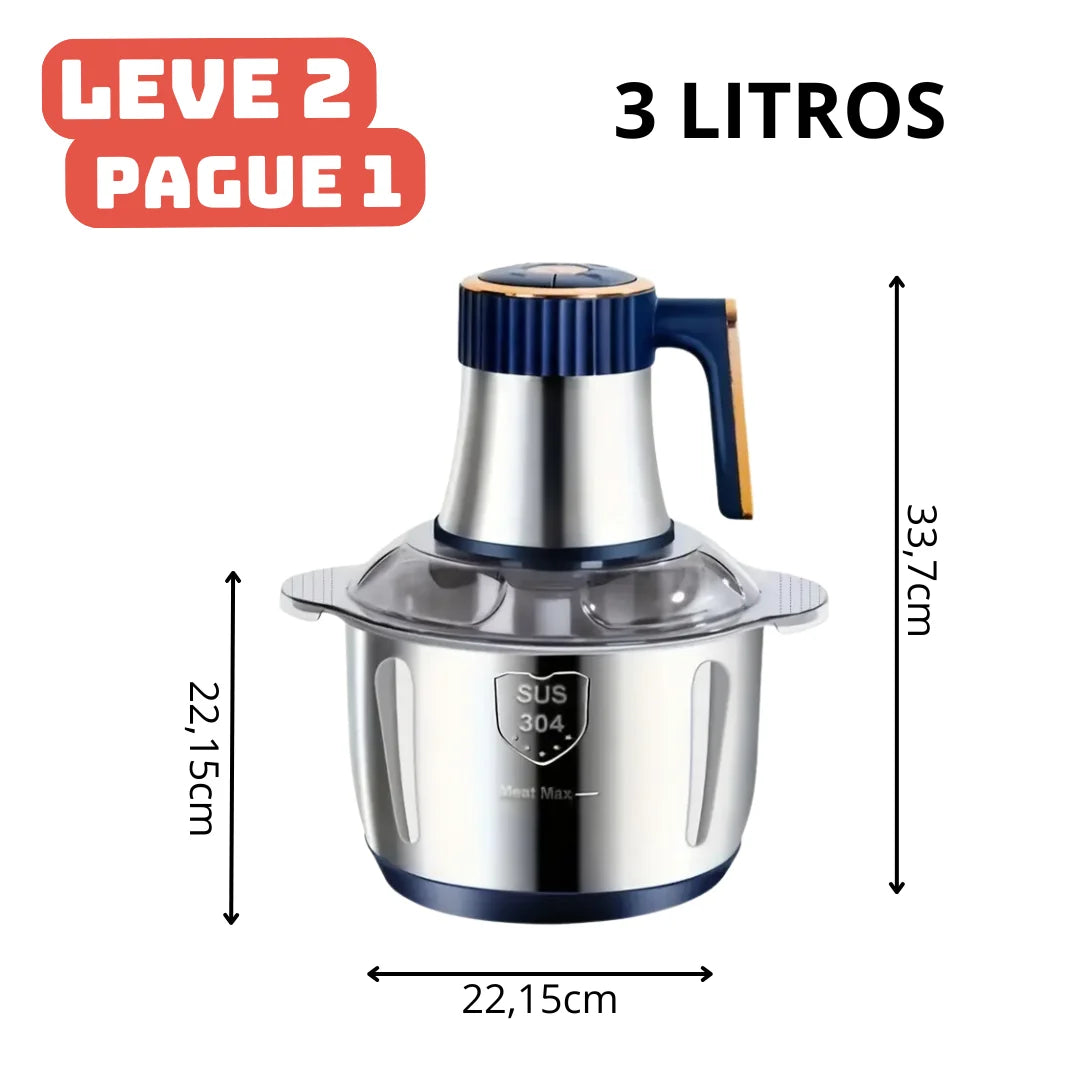 [Leve 2 Pague 1] Moedor Elétrico Multiuso TurboChef Inox 5 em 1 + BRINDE: Dispenser Giratório Automático